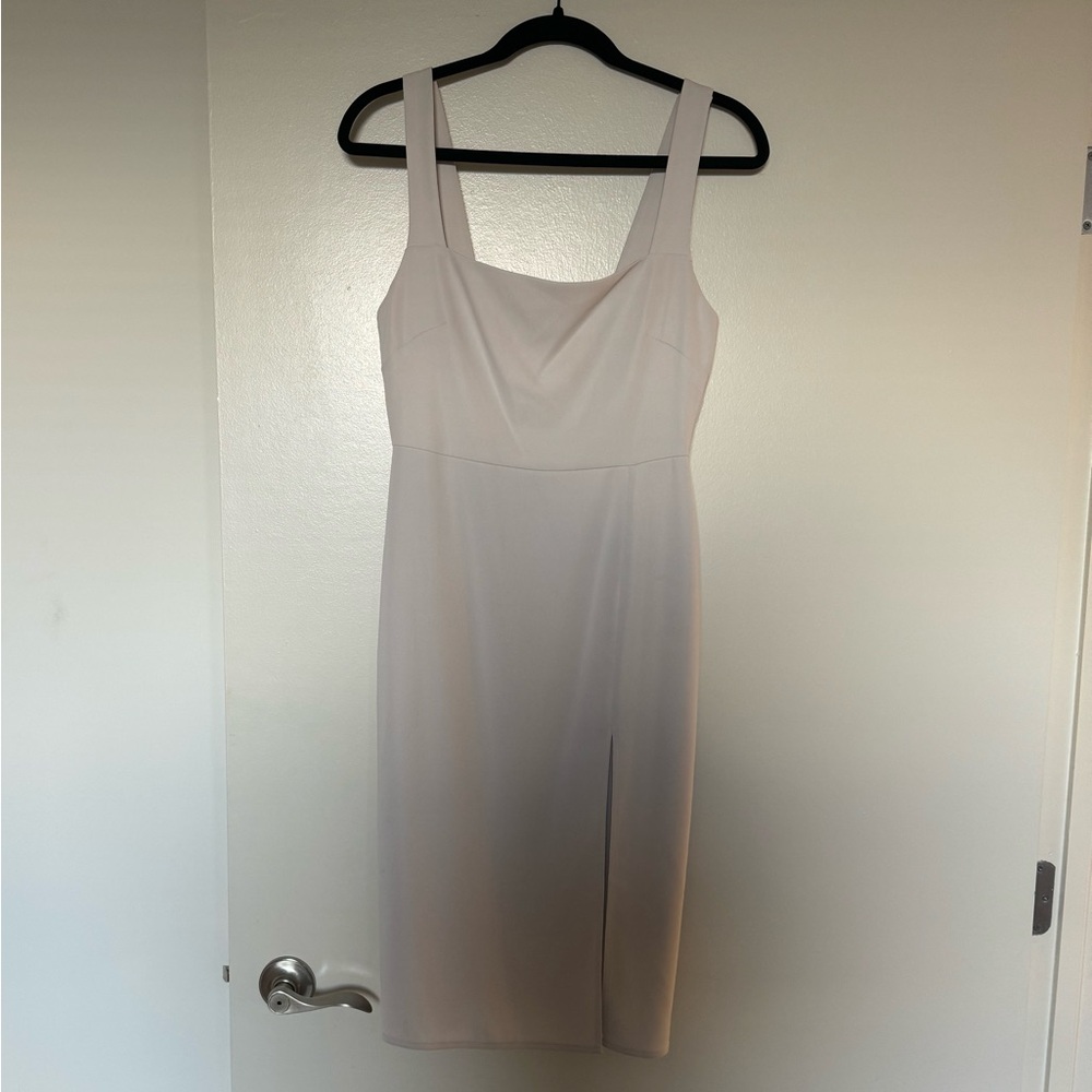 Babaton 90s slit midi dress - matte pearl